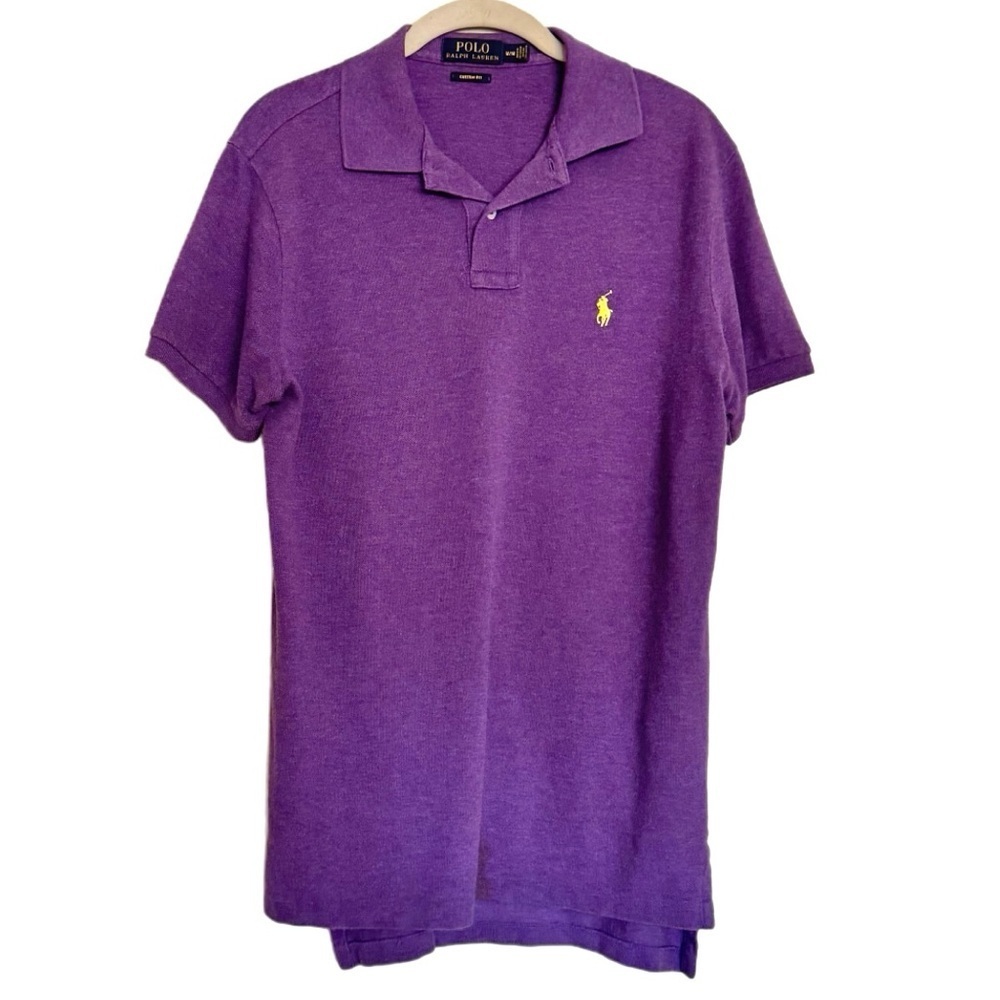Polo Ralph Lauren Custom Fit Polo Shirt Mens Size M Purple Pony Preppy Academia